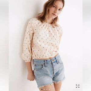 Madewell Gathered Puff-Sleeve Crop Top
